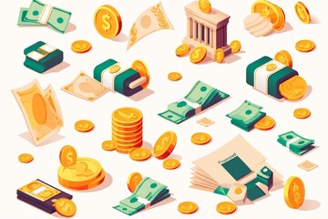 "Finance" Icon: Simplified Coins and Bills