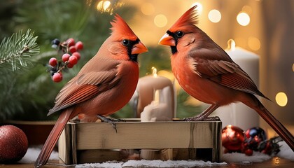 Cardinal birds  - obrazy, fototapety, plakaty