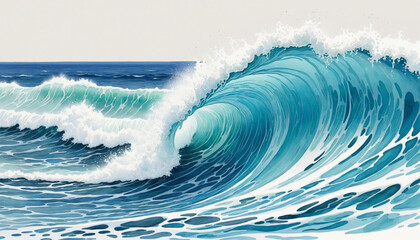 The fluidity of water captured in a modern blue wave illustration, perfect for beach, ocean, or lake themed designs 