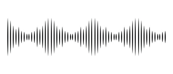 Music line icon.  Black sound wave on white background.  Web symbol for web and apps. Sign design in outline style. Vector curve radio waves.