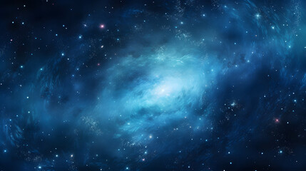 Obraz premium Digital galaxy in blue with stars and spirals in space graphic poster web page PPT background