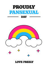 Pansexual Awareness and Visibility Day 24th May, pansexual flag rainbow, Y2K, vintage aesthetics.Pansexual Awareness vector design for posters, cards, web, social media, Instagram stories, or stickers