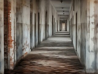 Fototapeta na wymiar old abandoned corridor
