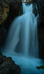Cascada Batida, long exposure of the Albarracin waterfall.