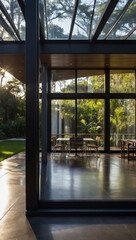 Sleek Sanctuary, View of Modern Aluminum Veranda, Blending Indoors with Outdoors