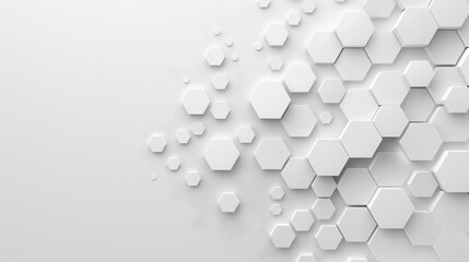 abstract 3D white monochromic background. three-dimensional pattern of white hexagons that vary in size, creating a dynamic and modern geometric design