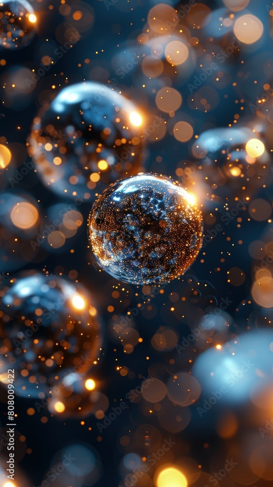 Poster close-up views of nanoparticles arranged in precise patterns.