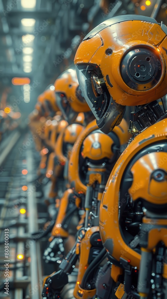 Poster dynamic lighting following robots on a production floor.