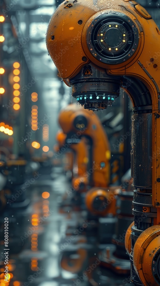 Poster dynamic lighting following robots on a production floor.