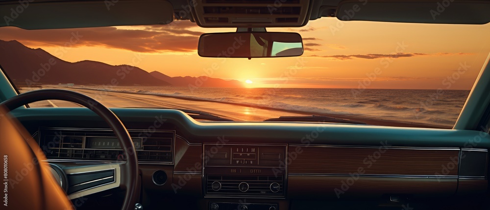 Canvas Prints Driving into Sunset on Coastal Scenic Route