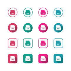 Collection of Icons set, flat colored with shadows. Thin line icons set. Flat vector illustration
