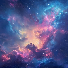 Obraz premium A colorful galaxy with orange and blue swirls