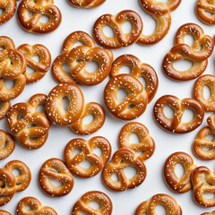 Traditional Bavarian pretzel, freshly baked and delicious, isolated on a crisp white background 