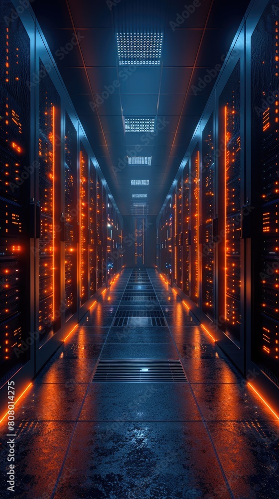 Poster temperature-controlled data centers maintaining precise conditions for optimal server operation.