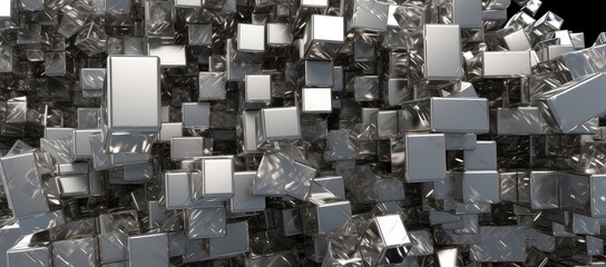 Abstract Shiny Silver Cubes Pattern Background