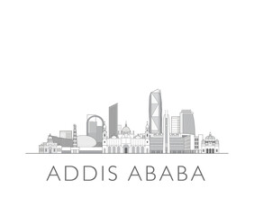Obraz premium Addis Ababa skyline cityscape line art style vector illustration