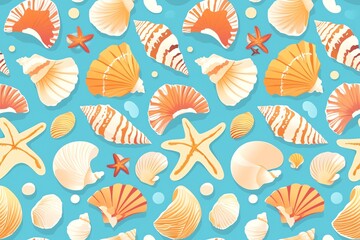 Cheerful marine wildlife seamless pattern for gift wrapping