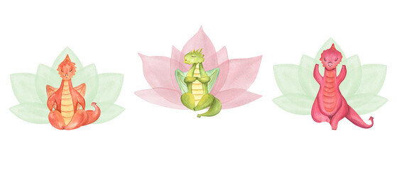 Abstract blooming lotus symbol. Hand drawn waterlily. Simply red flower. Lotus icon. Geometric shape. Watercolor stylized illustration isolated on white background. For design, logo, label