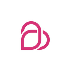 Letter b logo design with love shape. Premium Vector