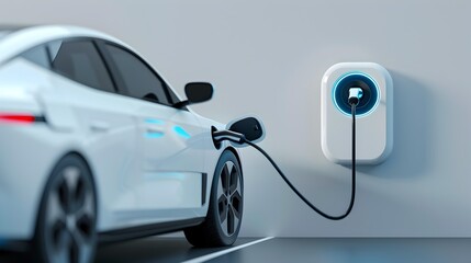 Naklejka premium Sleek Electric Vehicle Charging Station for Sustainable Transportation Solutions