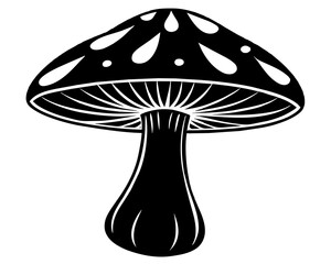  Mushroom silhouette vector illustration isolated on a white background.