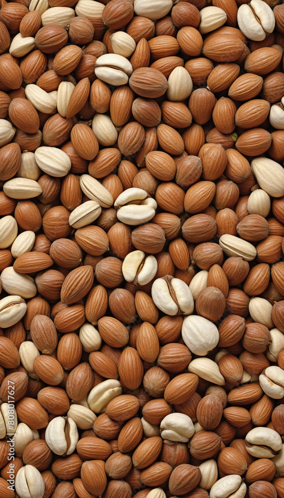 Aufkleber generative ai creates a seamless tileable pattern of fresh and healthy nuts from a top view