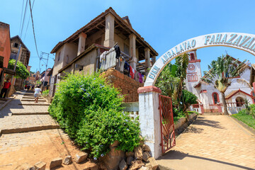 street in the old city of  Fianarantsoa, Madagascar