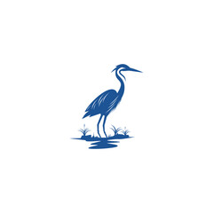 Obraz premium Blue heron Logo isolated on white background. Design blue heron for logo, Simple and clean flat design of the blue heron logo template. Suitable for your design need, logo, illustration, animation.
