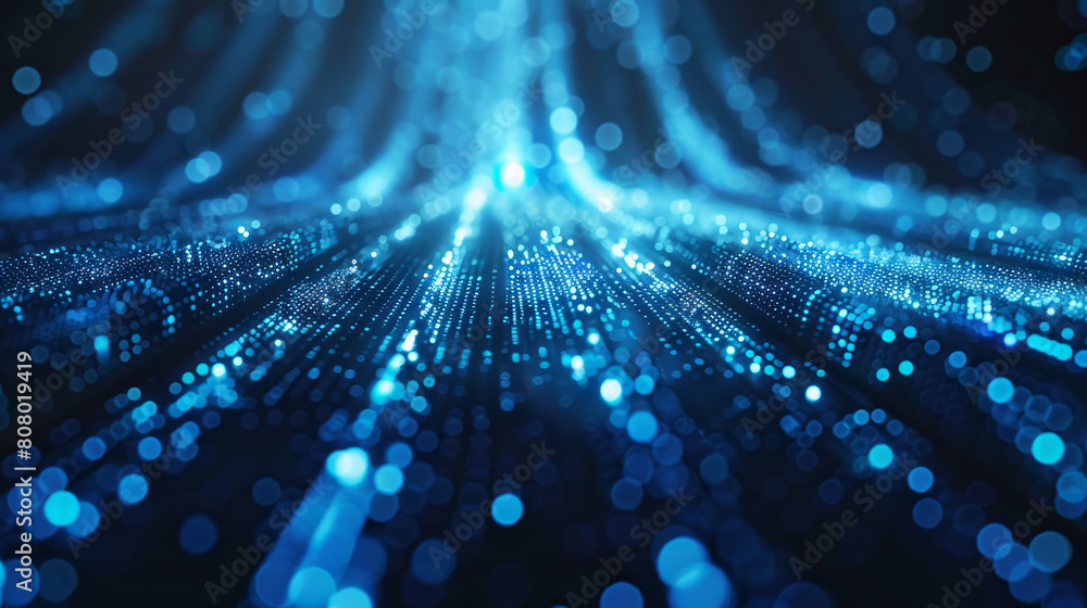 Poster imagine a technologically advanced virtual world teeming with vibrant beams of color and complex dig