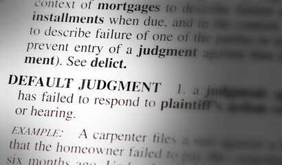 close up photo of the words default judgement