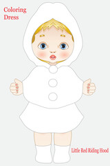 Illustration of a paper doll with dress easy to paint for children