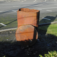 Close Up of Old Rusty Oil Drum and Top 
