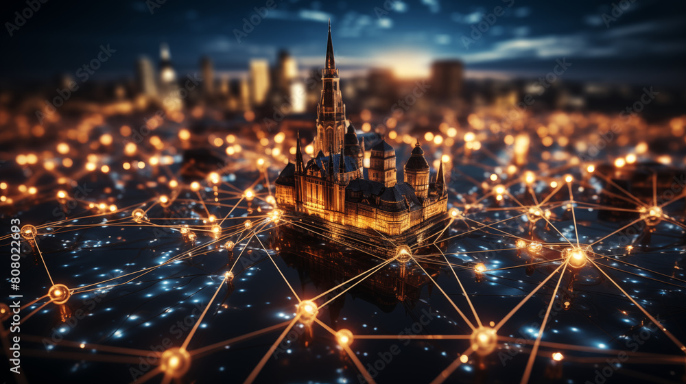 Poster communication technology with global internet network connected in europe. telecommunication and dat