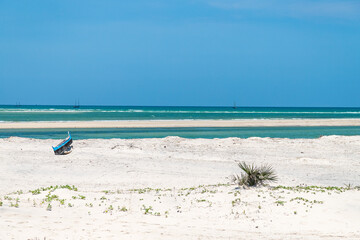 a lakana boat in Nosy kely beach in Morondava, Madagascar