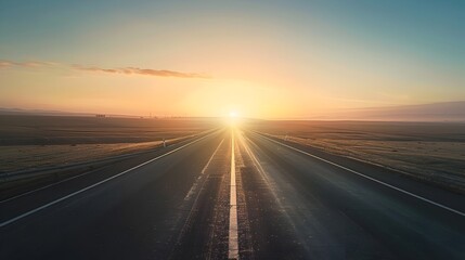Endless Highway Leading to a Promising Sunrise