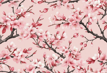 Fototapeta premium Delicate cherry blossom floral pattern for a Lunar New Year celebration 