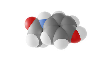 paracetamol molecule, acetaminophen, molecular structure, isolated 3d model van der Waals