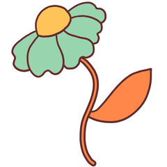 Groovy flower cartoon characters. Retro flower groovy 70s. cute cartoon character vintage.