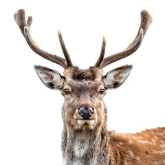 A deer with antlers is staring at the camera