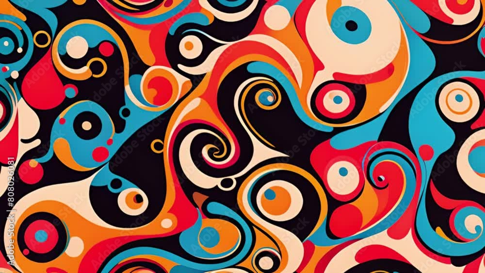 Poster an array of vibrant circles in various sizes, colors, and patterns creating a lively and dynamic abs