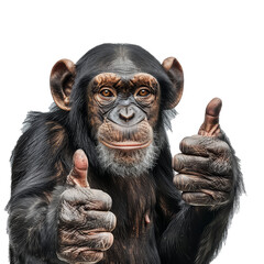 A monkey is giving a thumbs up sign
