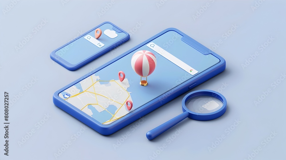 Aufkleber minimalistic blue mobile app with navigation and search icons
