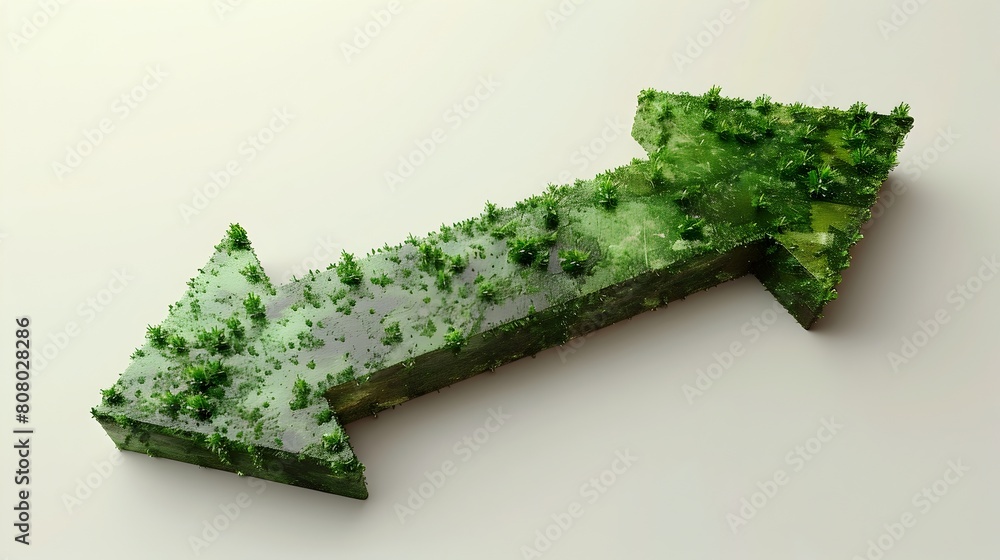 Poster Green Arrow Pointing Upwards on Transparent Background with Calculated 3D Graphics Style