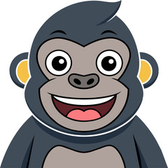 Cute Kawaii Happy Gorilla Icon