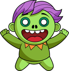 Obraz premium Cute Kawaii Joyful Zombie Icon