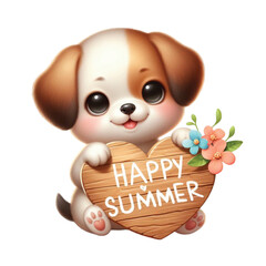 Watercolor Happy Summer Dog