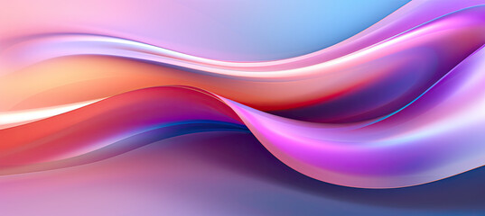 Abstract fluid iridescent holographic curved wave in motion colorful gradient design on black background	