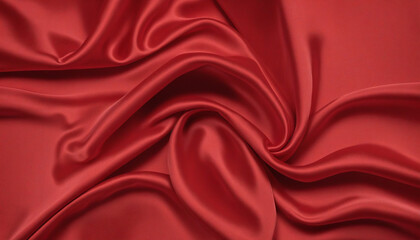 Fototapeta premium Rich and Luxurious Red Silk and Satin Fabric Generates Smoothly Elegant Waves with AI Technology 