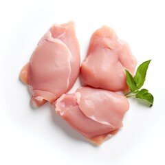 Raw chicken pieces isolated on white background