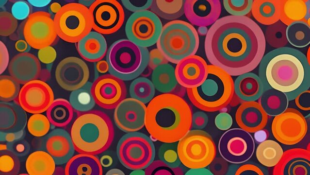 Multiple concentric circles with diverse color schemes form a captivating abstract pattern.